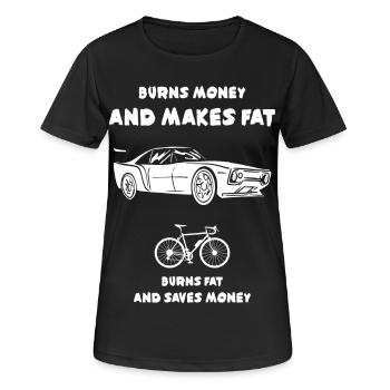 La voiture brûle de l’argent et fait grossir - T-shirt respirant Femme - noir - Devant - AI Model Female 172 light (172cm)