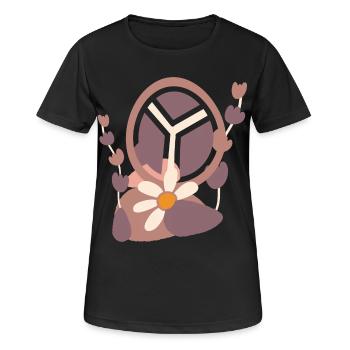 Friedenszeichen mit Blume - Frauen T-Shirt atmungsaktiv - Schwarz - Vorne - AI Model Female 172 light (172cm)