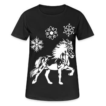 Edles Islandpferd Tölt Eiskristalle Damen Mädchen - Frauen T-Shirt atmungsaktiv - Schwarz - Vorne - AI Model Female 172 light (172cm)