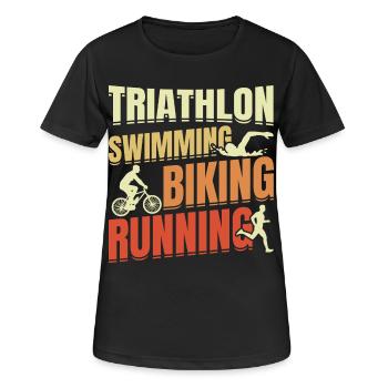 Triathlon Wiederholen - Frauen T-Shirt atmungsaktiv - Schwarz - Vorne - AI Model Female 172 light (172cm)