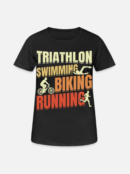 Triathlon Wiederholen - Frauen T-Shirt atmungsaktiv - Schwarz