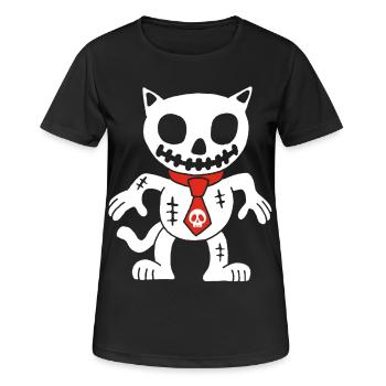 Chat blanc poupée vaudou - T-shirt respirant Femme - noir - Devant - AI Model Female 172 light (172cm)