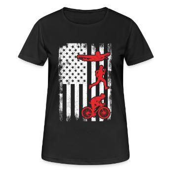 Patriotischer Triathlet - Frauen T-Shirt atmungsaktiv - Schwarz - Vorne - AI Model Female 172 light (172cm)