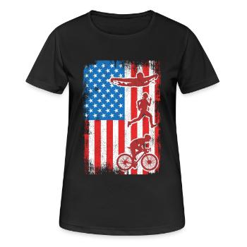 4. Juli Triathlon - Frauen T-Shirt atmungsaktiv - Schwarz - Vorne - AI Model Female 172 light (172cm)