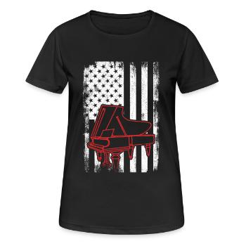 4. Juli Klavierspieler - Frauen T-Shirt atmungsaktiv - Schwarz - Vorne - AI Model Female 172 light (172cm)