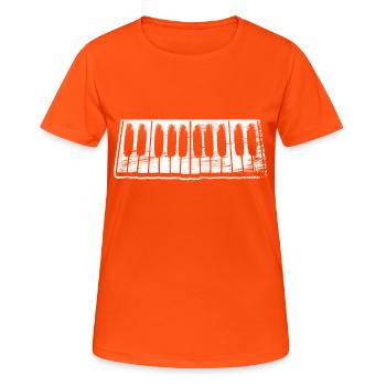 Clavier de piano - T-shirt respirant Femme - orange néon - Devant - AI Model Female 172 dark (172cm)
