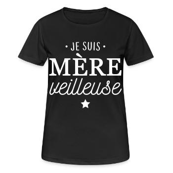 Je suis mère veilleuse - T-shirt respirant Femme - noir - Devant - AI Model Female 172 light (172cm)