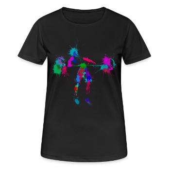 Snatch, Gewichtheber aus Farbklecksen - Frauen T-Shirt atmungsaktiv - Schwarz - Vorne - AI Model Female 172 light (172cm)