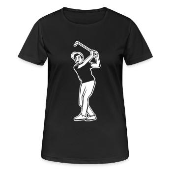Golfspieler Junge - Frauen T-Shirt atmungsaktiv - Schwarz - Vorne - AI Model Female 172 light (172cm)