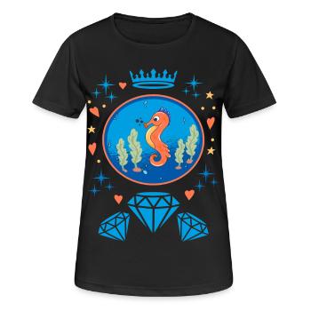 Insigne d’hippocampe Diamond - T-shirt respirant Femme - noir - Devant - AI Model Female 172 light (172cm)