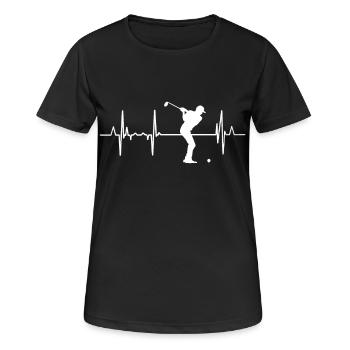 Golfspieler Herzschlag - Frauen T-Shirt atmungsaktiv - Schwarz - Vorne - AI Model Female 172 light (172cm)