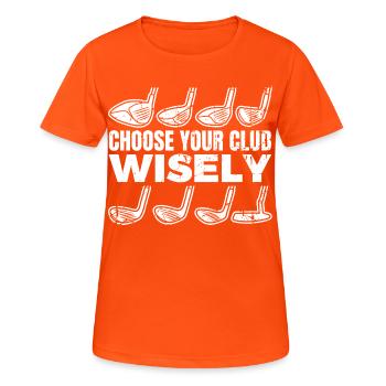 Wähle deinen Golfschläger - Frauen T-Shirt atmungsaktiv - Neonorange - Vorne - AI Model Female 172 dark (172cm)