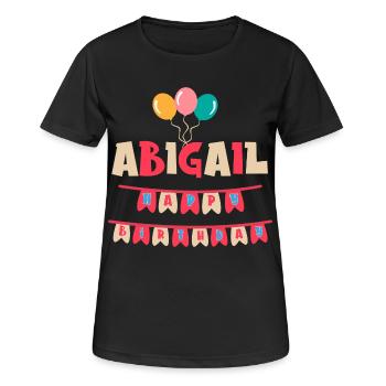 t-shirt Abigail joyeux anniversaire joyeux anniversaire - T-shirt respirant Femme - noir - Devant - AI Model Female 172 light (172cm)