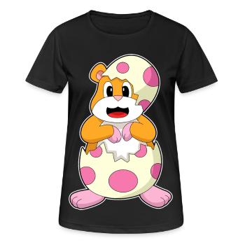 Hamster Eierschale  - Frauen T-Shirt atmungsaktiv - Schwarz - Vorne - AI Model Female 172 light (172cm)