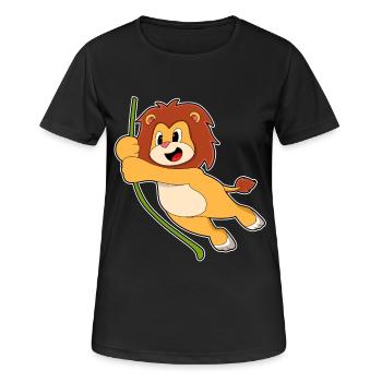 Löwe Liane Dschungel - Frauen T-Shirt atmungsaktiv - Schwarz - Vorne - AI Model Female 172 light (172cm)