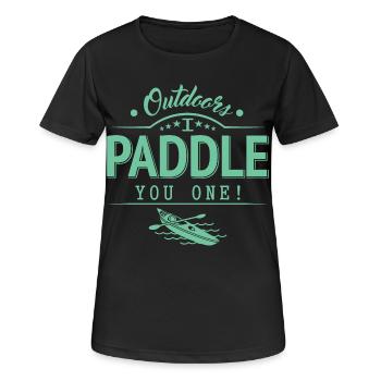 Draußen Paddele ich dir eins - Frauen T-Shirt atmungsaktiv - Schwarz - Vorne - AI Model Female 172 light (172cm)