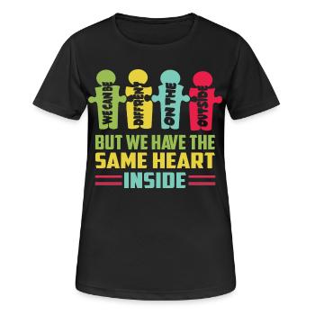 Alle haben das gleiche Herz - Frauen T-Shirt atmungsaktiv - Schwarz - Vorne - AI Model Female 172 light (172cm)
