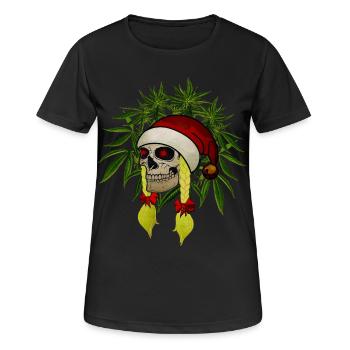 Crâne femme chanvre Noël chapeau tresses - T-shirt respirant Femme - noir - Devant - AI Model Female 172 light (172cm)