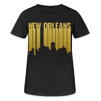 Goldene New Orleans Skyline - Frauen T-Shirt atmungsaktiv - Schwarz - Vorne - AI Model Female 172 light (172cm)