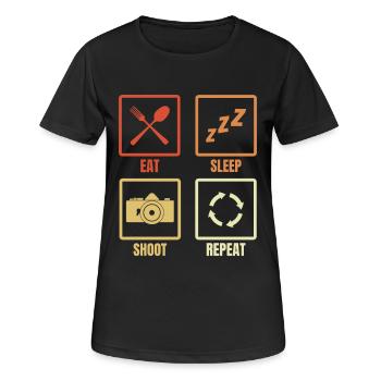 Manger dormir Photographier Répéter - T-shirt respirant Femme - noir - Devant - AI Model Female 172 light (172cm)