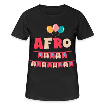 T-shirt afro joyeux anniversaire joyeux anniversaire - T-shirt respirant Femme - noir - Devant - AI Model Female 172 light (172cm)