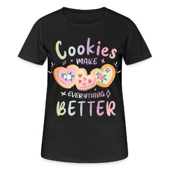 Kekse machen alles besser - Frauen T-Shirt atmungsaktiv - Schwarz - Vorne - AI Model Female 172 light (172cm)