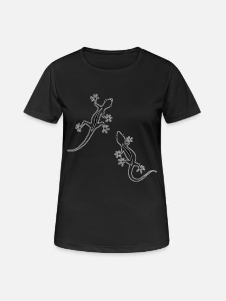 Deux Lézards (noir et blanc) - T-shirt respirant Femme - noir