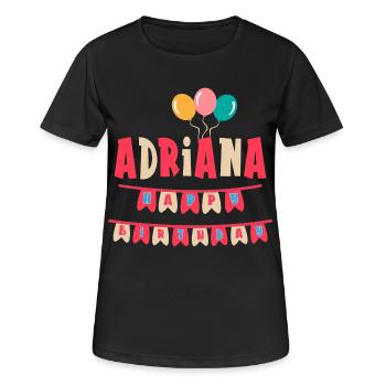Adriana t-shirt joyeux anniversaire joyeux anniversaire - T-shirt respirant Femme - noir - Devant - AI Model Female 172 light (172cm)