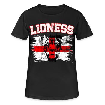 England Fußball Meister der Frauen Lionesses 2025 - Frauen T-Shirt atmungsaktiv - Schwarz - Vorne - AI Model Female 172 light (172cm)