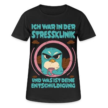Pinguin Stress Klinik - Frauen T-Shirt atmungsaktiv - Schwarz - Vorne - AI Model Female 172 light (172cm)