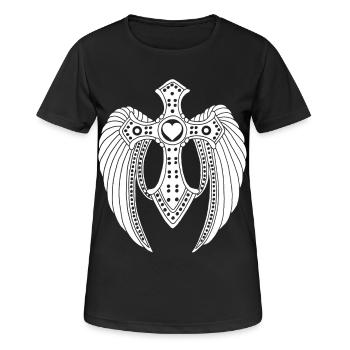 weißer gefallener Engel - Frauen T-Shirt atmungsaktiv - Schwarz - Vorne - AI Model Female 172 light (172cm)