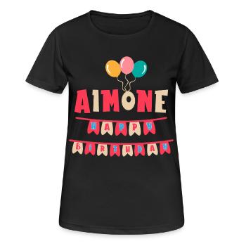 T-shirt Aimone joyeux anniversaire joyeux anniversaire - T-shirt respirant Femme - noir - Devant - AI Model Female 172 light (172cm)