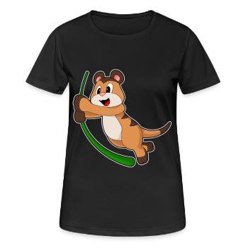 Erdmännchen Liane Dschungel - Frauen T-Shirt atmungsaktiv - Schwarz - Vorne - AI Model Female 172 light (172cm)