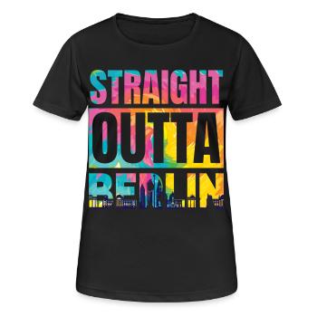 Direkt aus Berlin - Frauen T-Shirt atmungsaktiv - Schwarz - Vorne - AI Model Female 172 light (172cm)