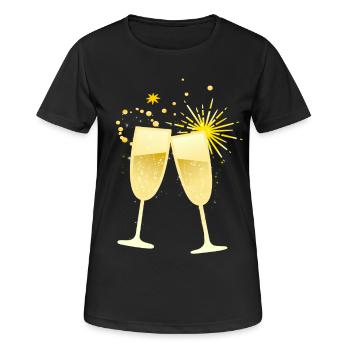 Cheers! Sektgläser Illustration - Frauen T-Shirt atmungsaktiv - Schwarz - Vorne - AI Model Female 172 light (172cm)