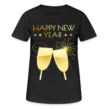 Happy New Year Gold - Frauen T-Shirt atmungsaktiv - Schwarz - Vorne - AI Model Female 172 light (172cm)