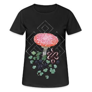 Glück Fliegenpilz Klee - Frauen T-Shirt atmungsaktiv - Schwarz - Vorne - AI Model Female 172 light (172cm)