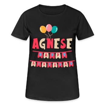 T-shirt Agnese joyeux anniversaire joyeux anniversaire - T-shirt respirant Femme - noir - Devant - AI Model Female 172 light (172cm)