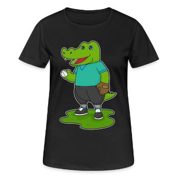 Gant de baseball en crocodile - T-shirt respirant Femme - noir - Devant - AI Model Female 172 light (172cm)