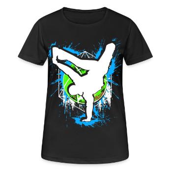 Breakdance - Breakdancer - Breakdancing - BBoy - Frauen T-Shirt atmungsaktiv - Schwarz - Vorne - AI Model Female 172 light (172cm)