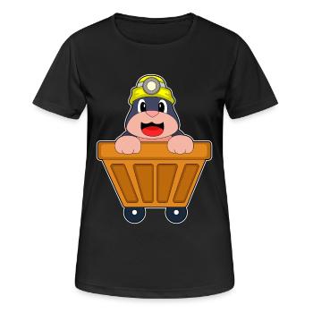 Taupe Miner Casque Minier Exploitation minière - T-shirt respirant Femme - noir - Devant - AI Model Female 172 light (172cm)