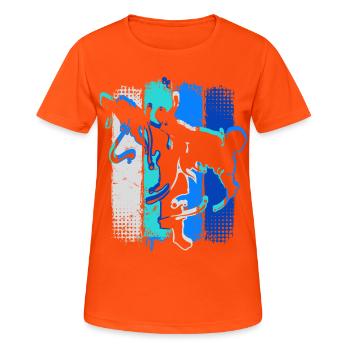 Retro Karate - Kickboxer - Fightclub Kampfsport - Frauen T-Shirt atmungsaktiv - Neonorange - Vorne - AI Model Female 172 dark (172cm)