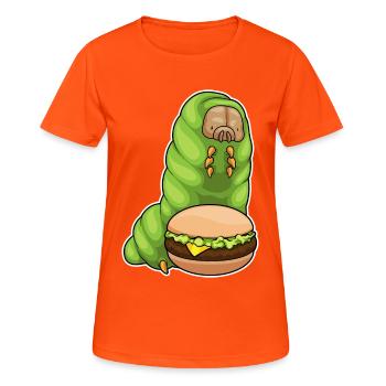 Caterpillar Cheeseburger - T-shirt respirant Femme - orange néon - Devant - AI Model Female 172 dark (172cm)