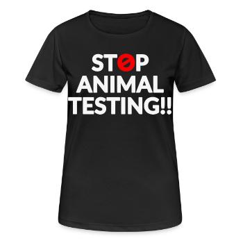 Arrêtez les tests sur les animaux - T-shirt respirant Femme - noir - Devant - AI Model Female 172 light (172cm)