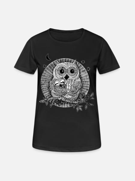 Owls illustration black and white - Women's Breathable T-Shirt - black