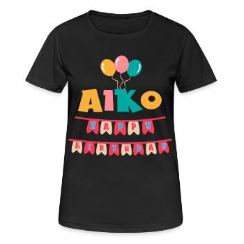 Aiko t-shirt joyeux anniversaire joyeux anniversaire - T-shirt respirant Femme - noir - Devant - AI Model Female 172 light (172cm)