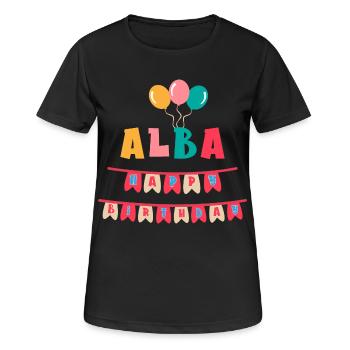 T-shirt Alba joyeux anniversaire joyeux anniversaire - T-shirt respirant Femme - noir - Devant - AI Model Female 172 light (172cm)