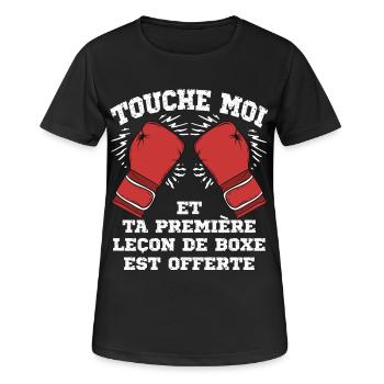 Touche moi et ta première leçon de boxe est offert - T-shirt respirant Femme - noir - Devant - AI Model Female 172 light (172cm)
