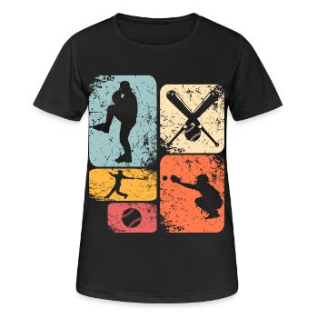 Baseball - Frauen T-Shirt atmungsaktiv - Schwarz - Vorne - AI Model Female 172 light (172cm)