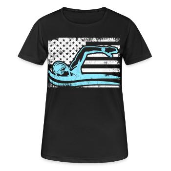 Patriotischer Schwimmer - Frauen T-Shirt atmungsaktiv - Schwarz - Vorne - AI Model Female 172 light (172cm)